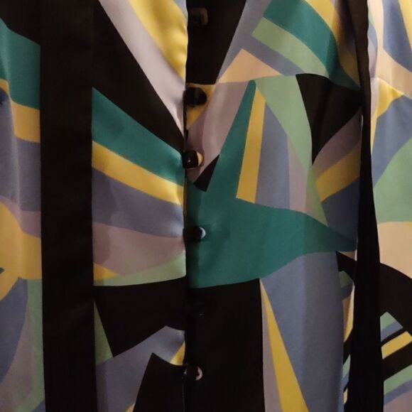 Nine West, Size 8, blue black yellow‎ white green geometric top attached tie - Picture 2 of 7